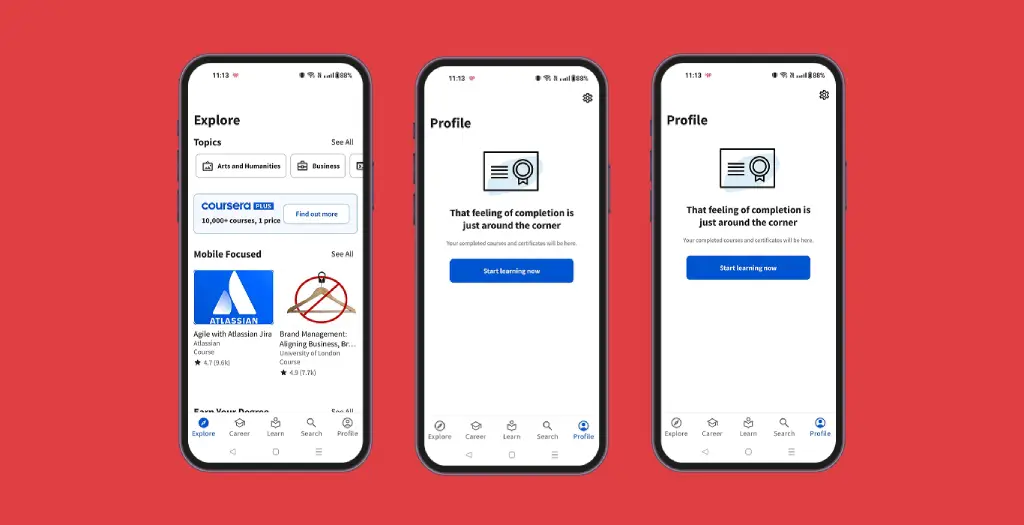 Coursera clone app development cost