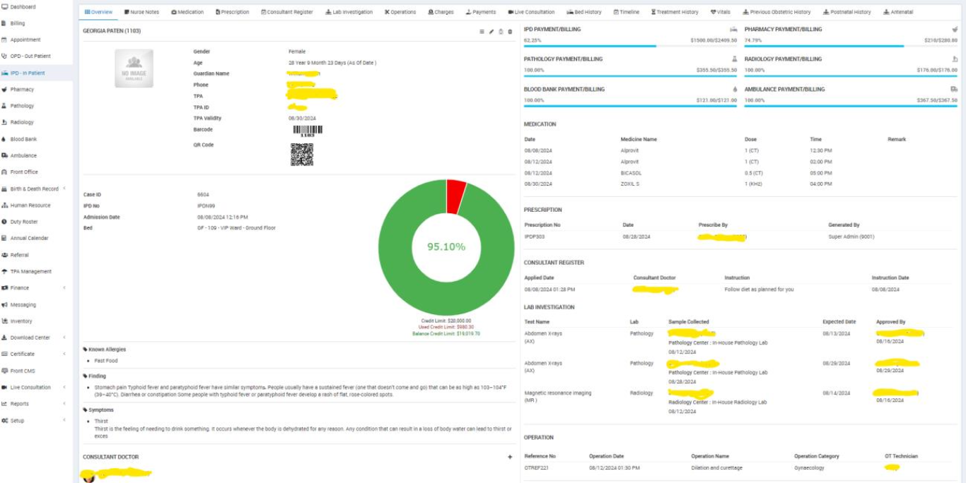 Hospital Management System Dashboard UI
